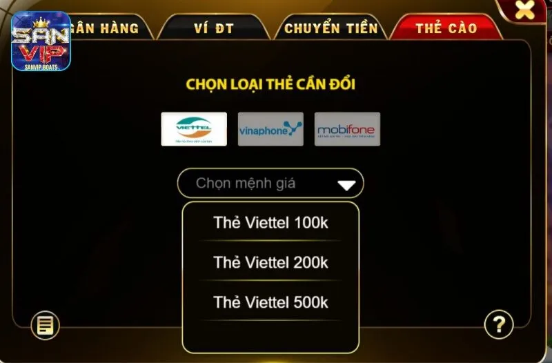 Rút qua thẻ cào